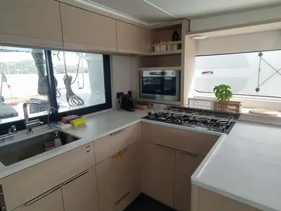 Galley of Gea, a Lagoon 46 catamaran at Lu Palau/Palau, Italy