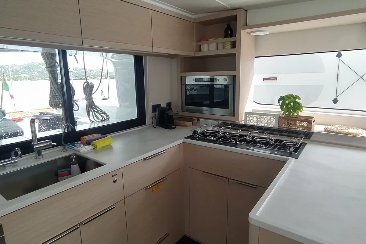 Galley of Gea, a Lagoon 46 catamaran at Lu Palau/Palau, Italy