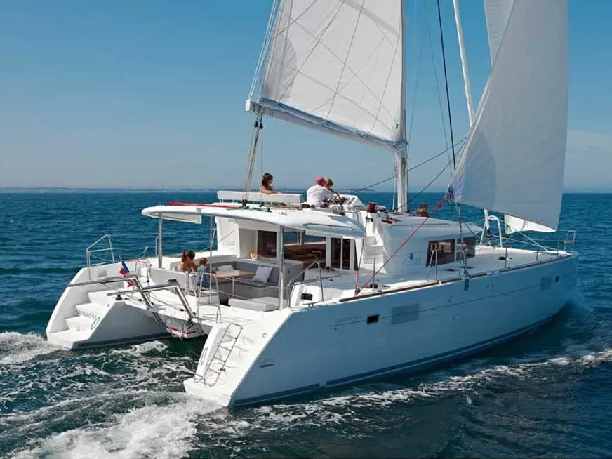 Celine, a Lagoon 450 Fly catamaran at Bodrum, Turkey