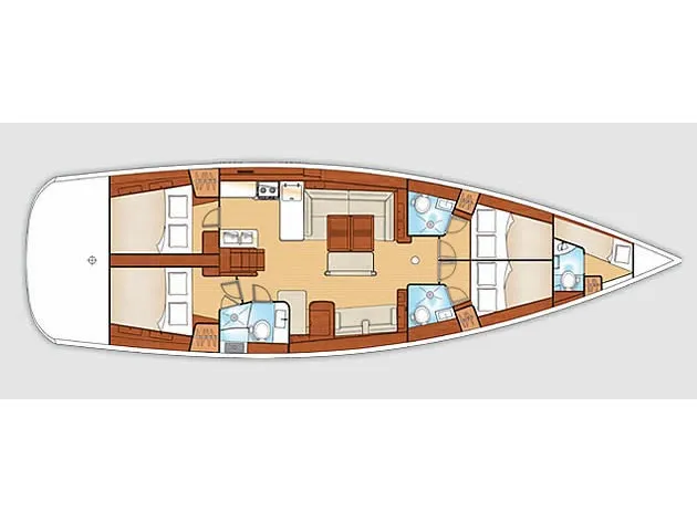 Floor plan of AF-O54, a Beneteau Oceanis 54 sailboat at Municipal Unit of Palairos, Greece