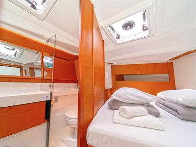 Galley of First Date, a Jeanneau Sun Odyssey 410 sailboat at Skradin, Croatia