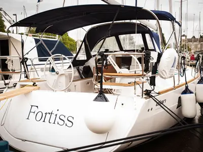 Cockpit of Fortiss, a Elan Impression 40 sailboat at Zadar, Croatia