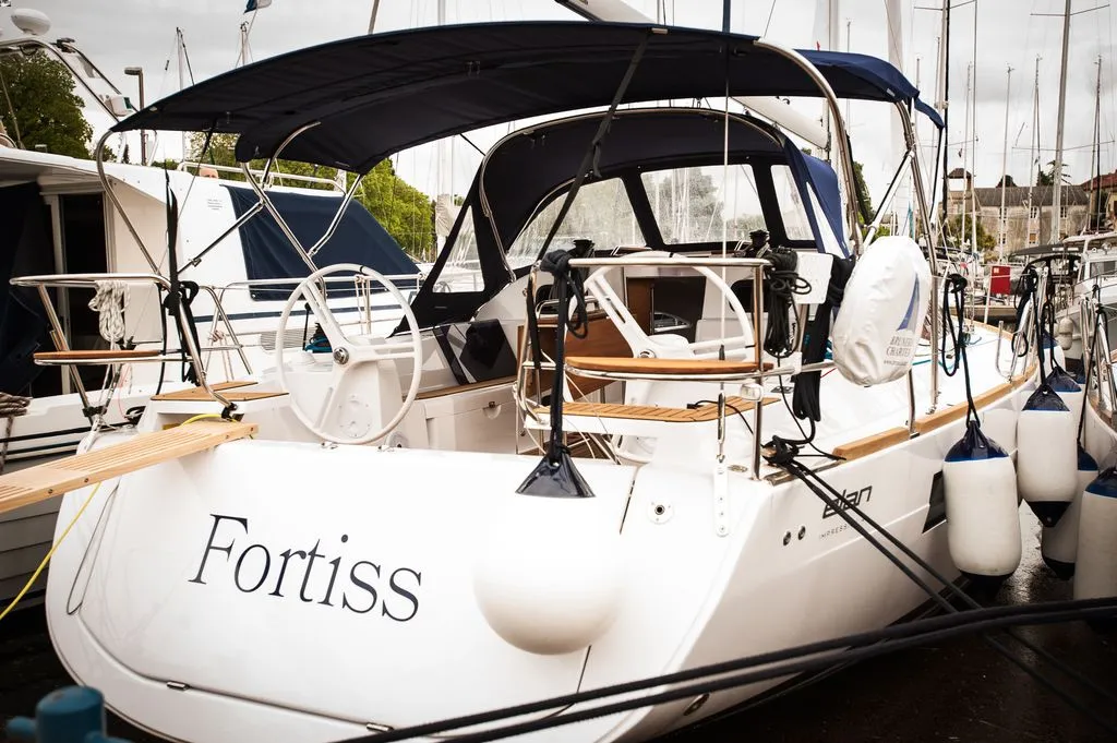 Cockpit of Fortiss, a Elan Impression 40 sailboat at Zadar, Croatia