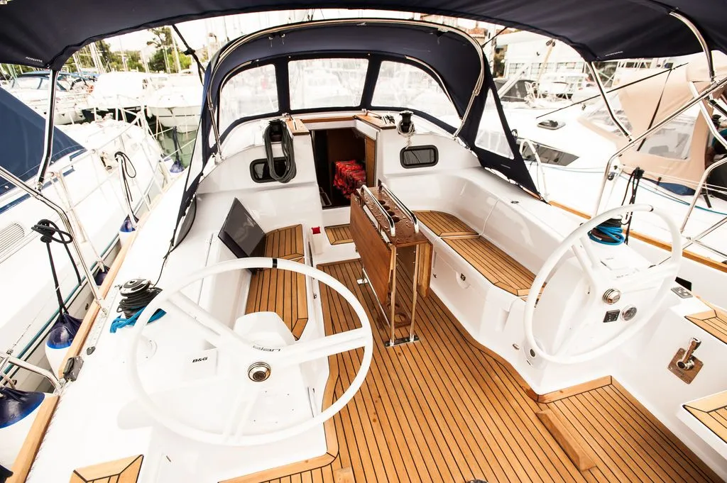 Exterior view of Fortiss, a Elan Impression 40 sailboat at Zadar, Croatia