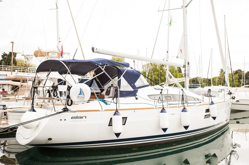 Deck of Fortiss, a Elan Impression 40 sailboat at Zadar, Croatia