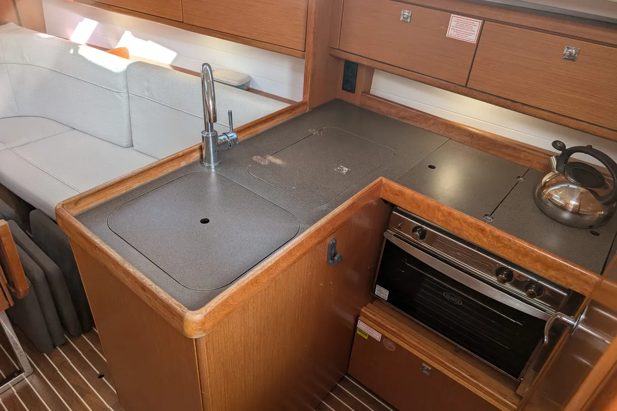 Galley of Little Joe, a Bavaria Cruiser 34 sailboat at Rogoznica, Croatia