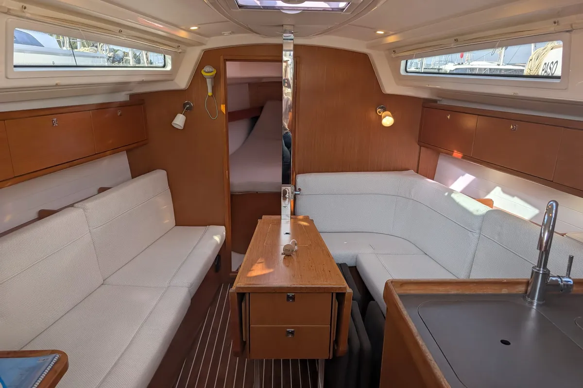 Salon of Little Joe, a Bavaria Cruiser 34 sailboat at Rogoznica, Croatia