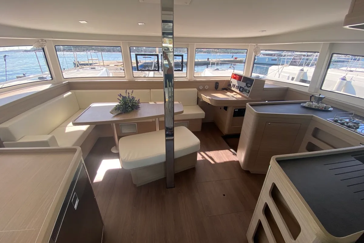 Salon of Copernicus, a Lagoon 42 catamaran at St. George's, Grenada