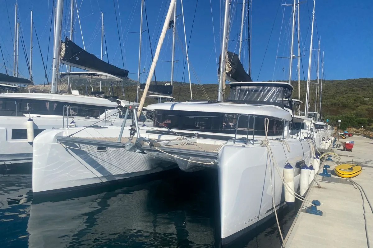 Exterior view of Copernicus, a Lagoon 42 catamaran at St. George's, Grenada