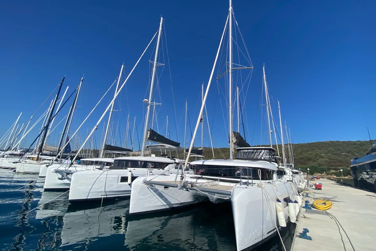 Exterior view of Copernicus, a Lagoon 42 catamaran at St. George's, Grenada