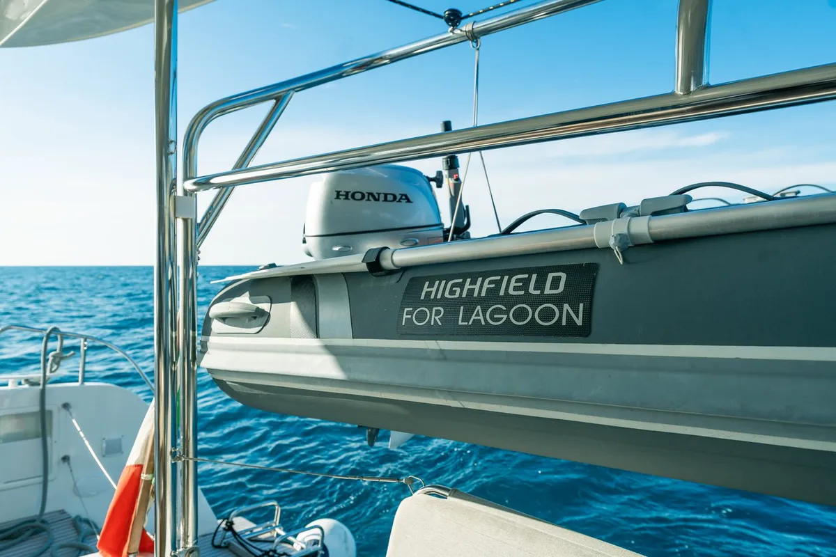 Veryta, a Lagoon 42 catamaran at Olbia, Italy