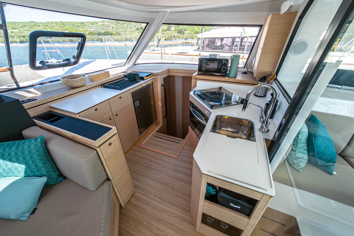 Galley of Motus, a Nautitech 40 Open catamaran at Punat, Croatia