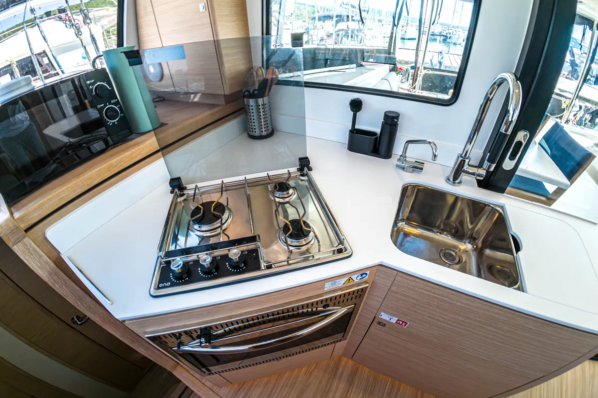 Galley of Motus, a Nautitech 40 Open catamaran at Punat, Croatia