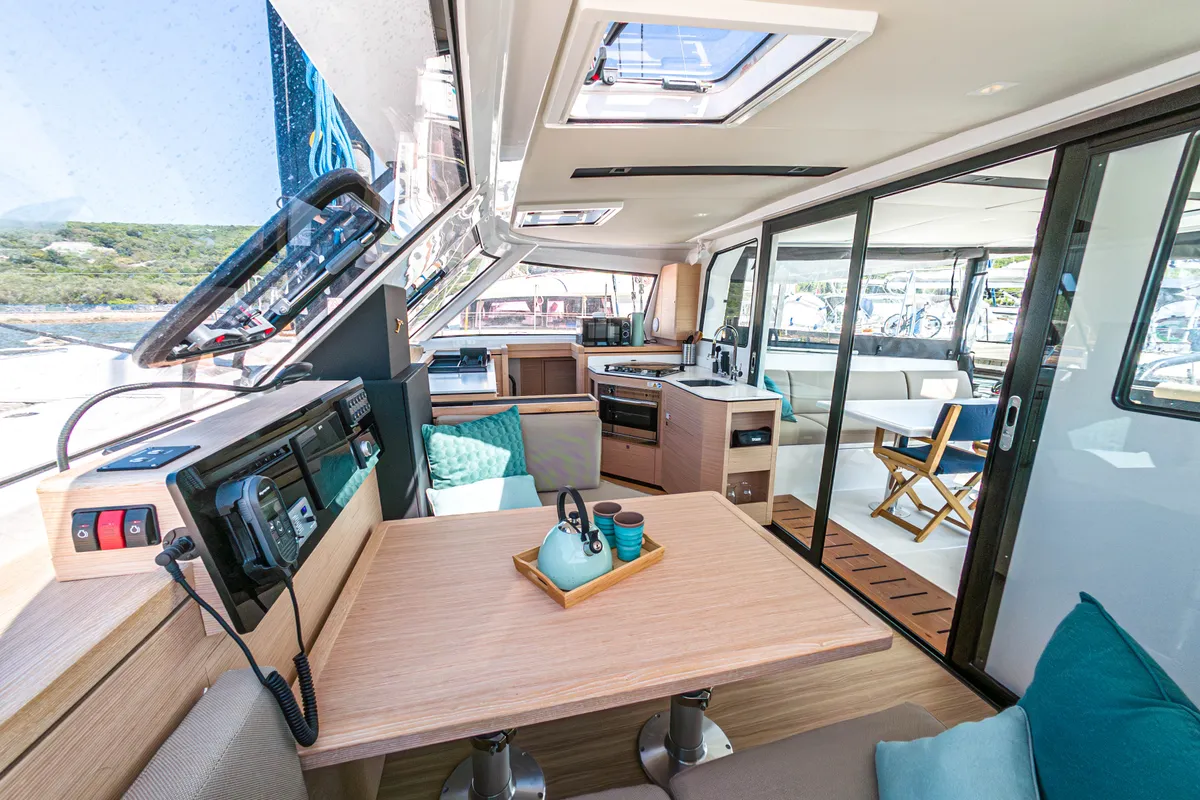 Salon of Motus, a Nautitech 40 Open catamaran at Punat, Croatia