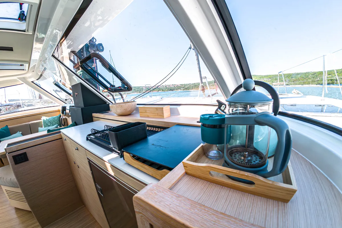 Galley of Motus, a Nautitech 40 Open catamaran at Punat, Croatia