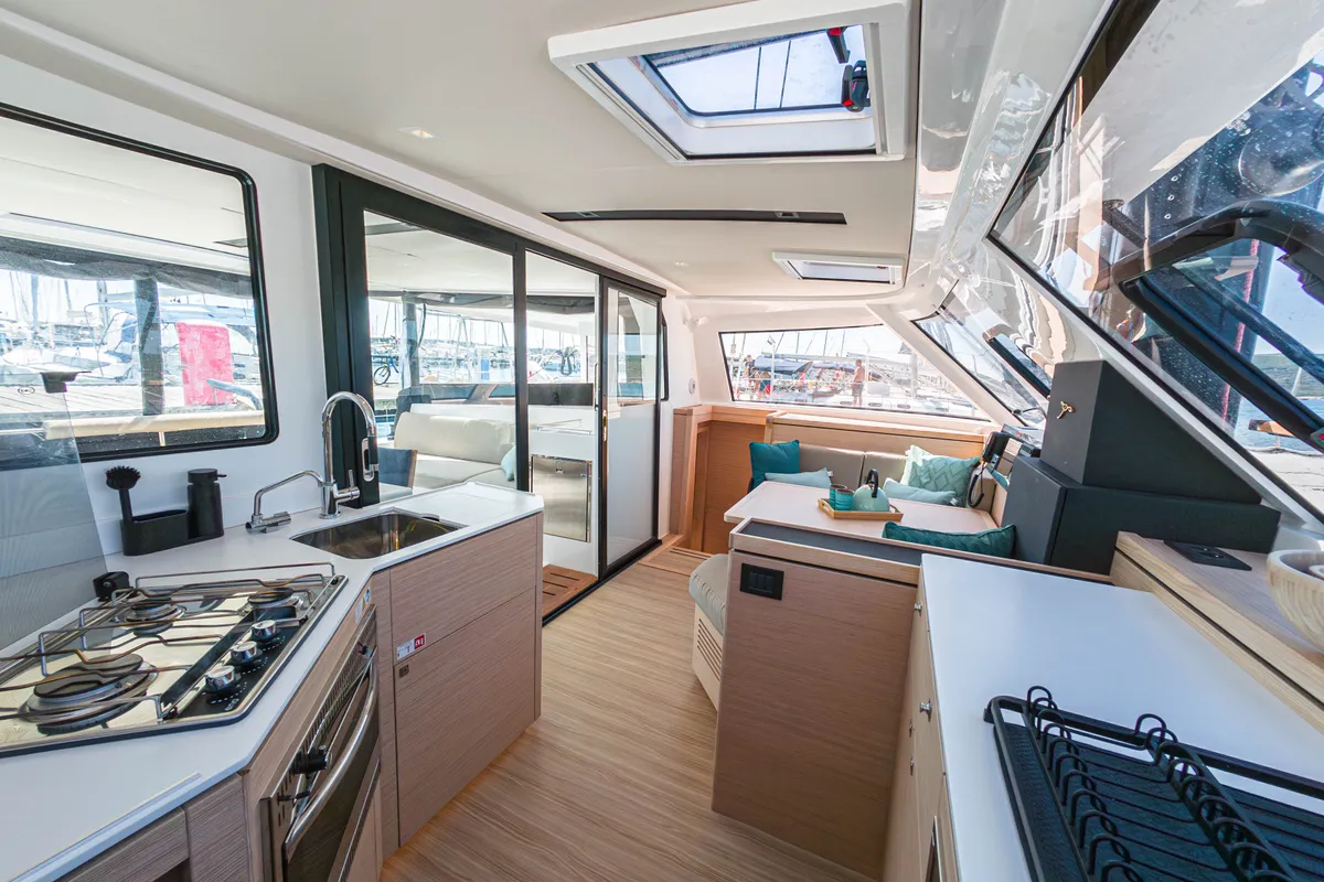 Galley of Motus, a Nautitech 40 Open catamaran at Punat, Croatia
