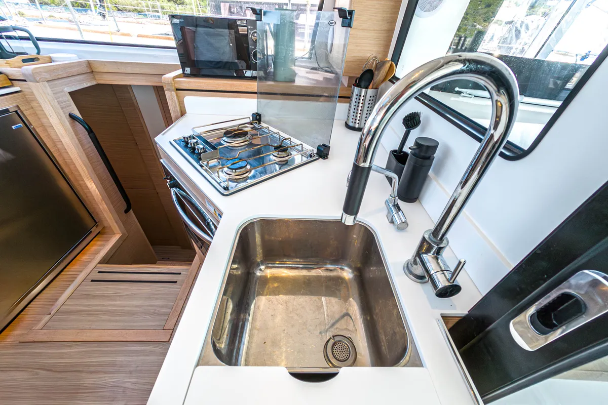 Galley of Motus, a Nautitech 40 Open catamaran at Punat, Croatia