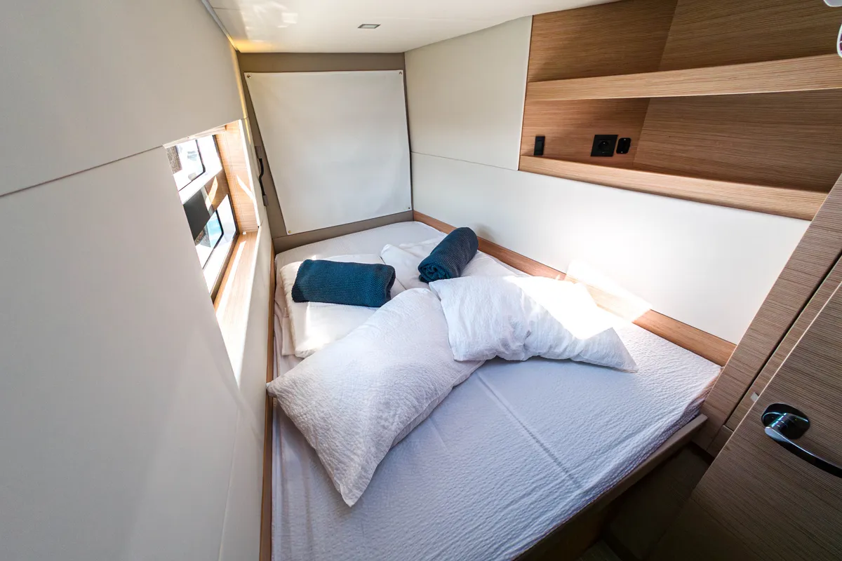 Cabin on Motus, a Nautitech 40 Open catamaran at Punat, Croatia
