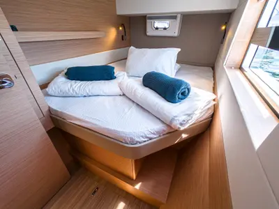 Cabin on Motus, a Nautitech 40 Open catamaran at Punat, Croatia