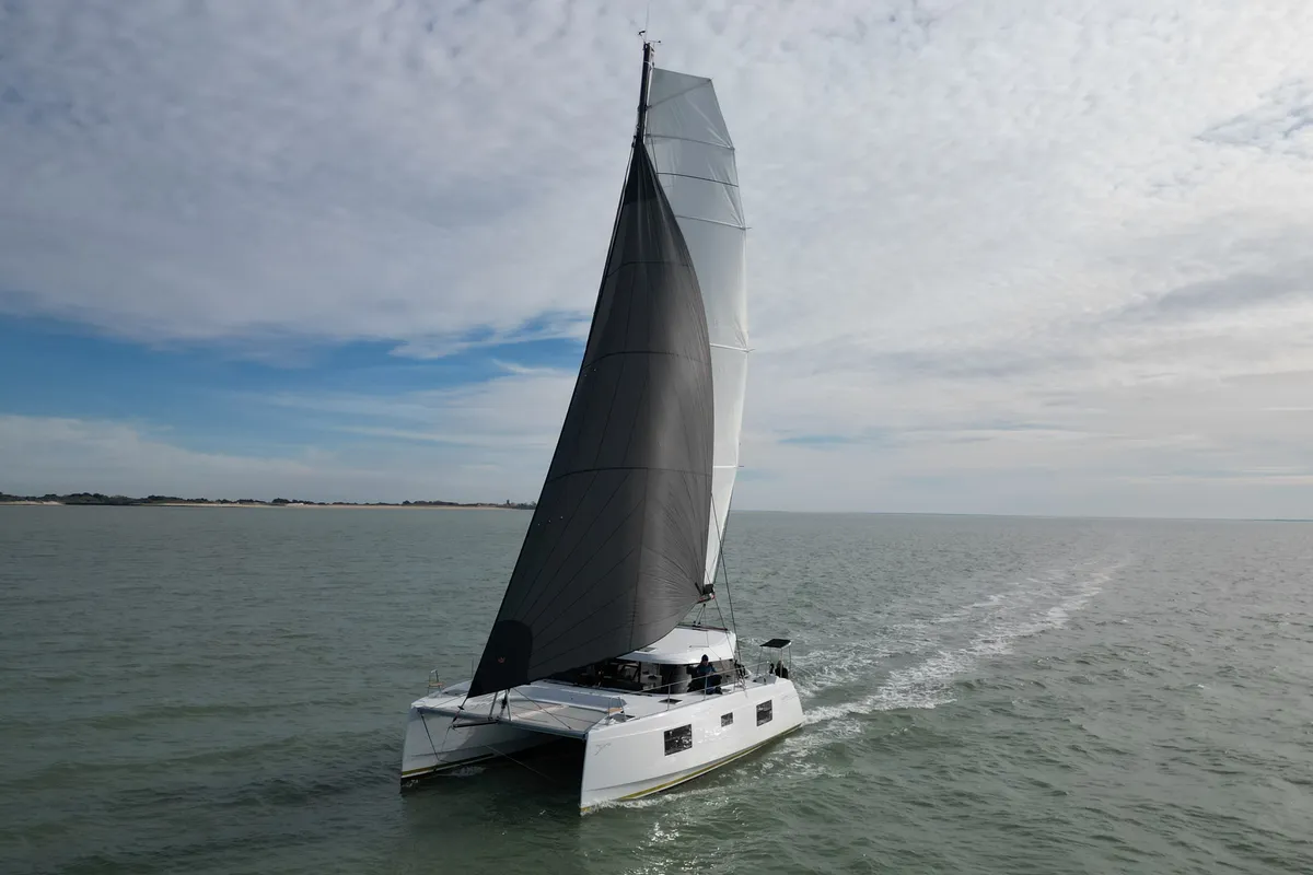 Exterior view of Motus, a Nautitech 40 Open catamaran at Punat, Croatia