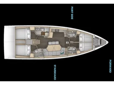 Floor plan of Tranquila, a Dufour 48 sailboat at Athens, Greece