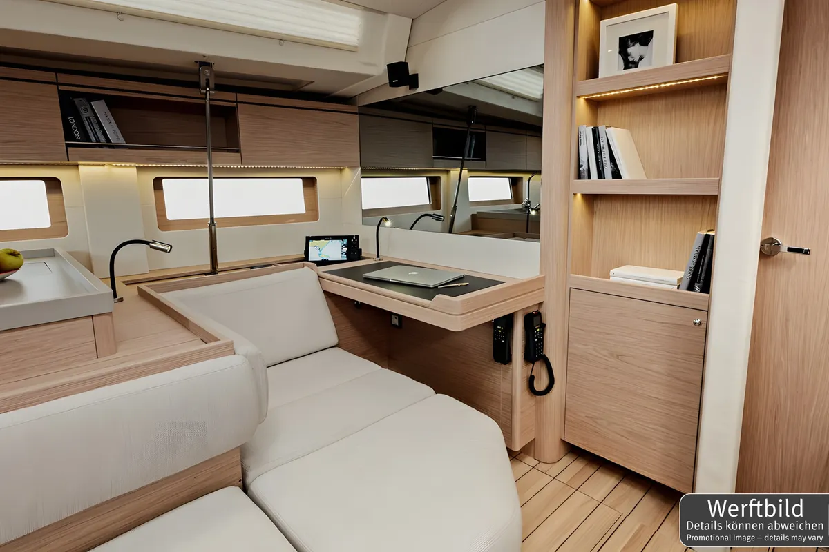 Salon of Aquaris, a Beneteau Oceanis 51.1 sailboat at Palma de Mallorca, Spain