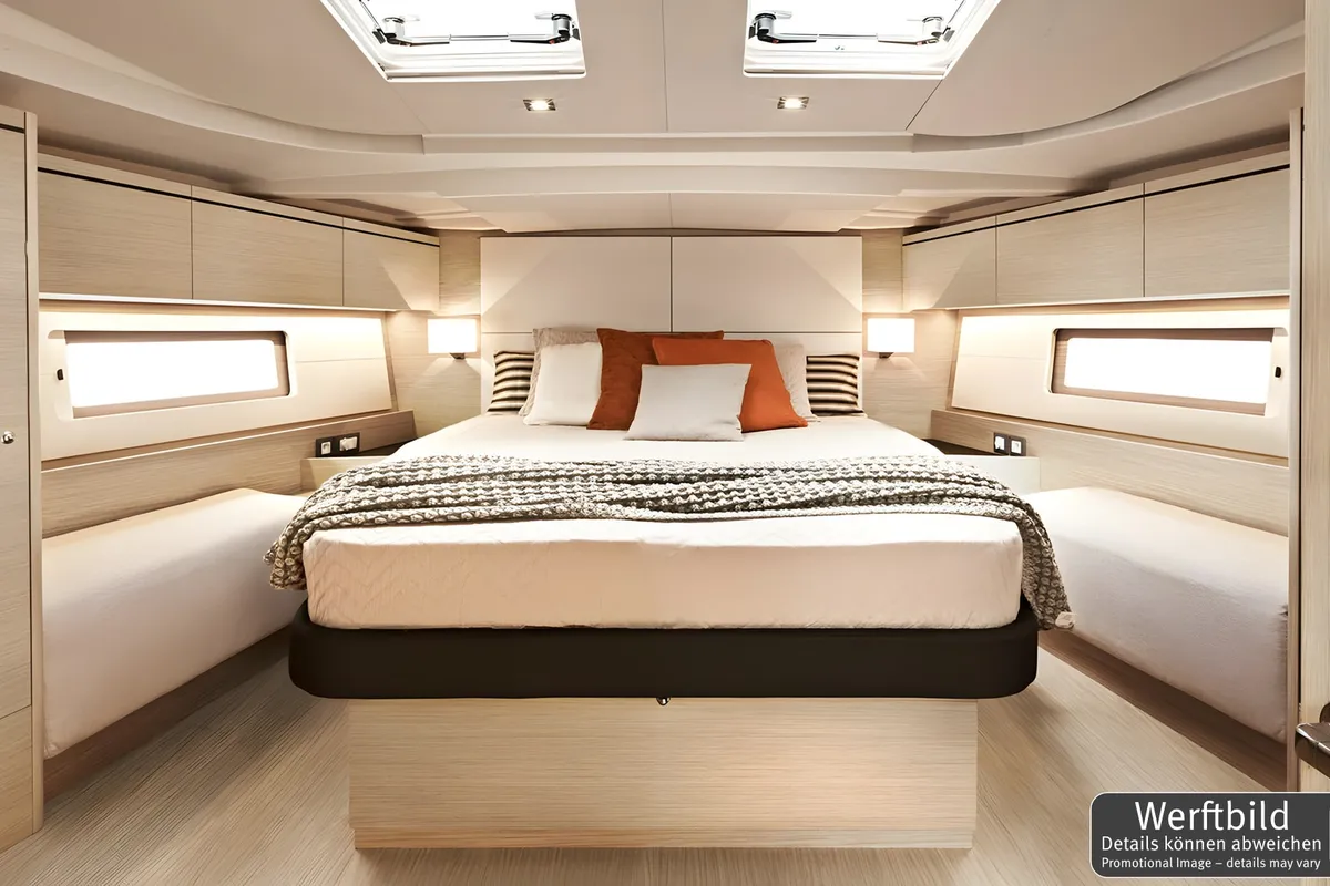 Cabin on Aquaris, a Beneteau Oceanis 51.1 sailboat at Palma de Mallorca, Spain