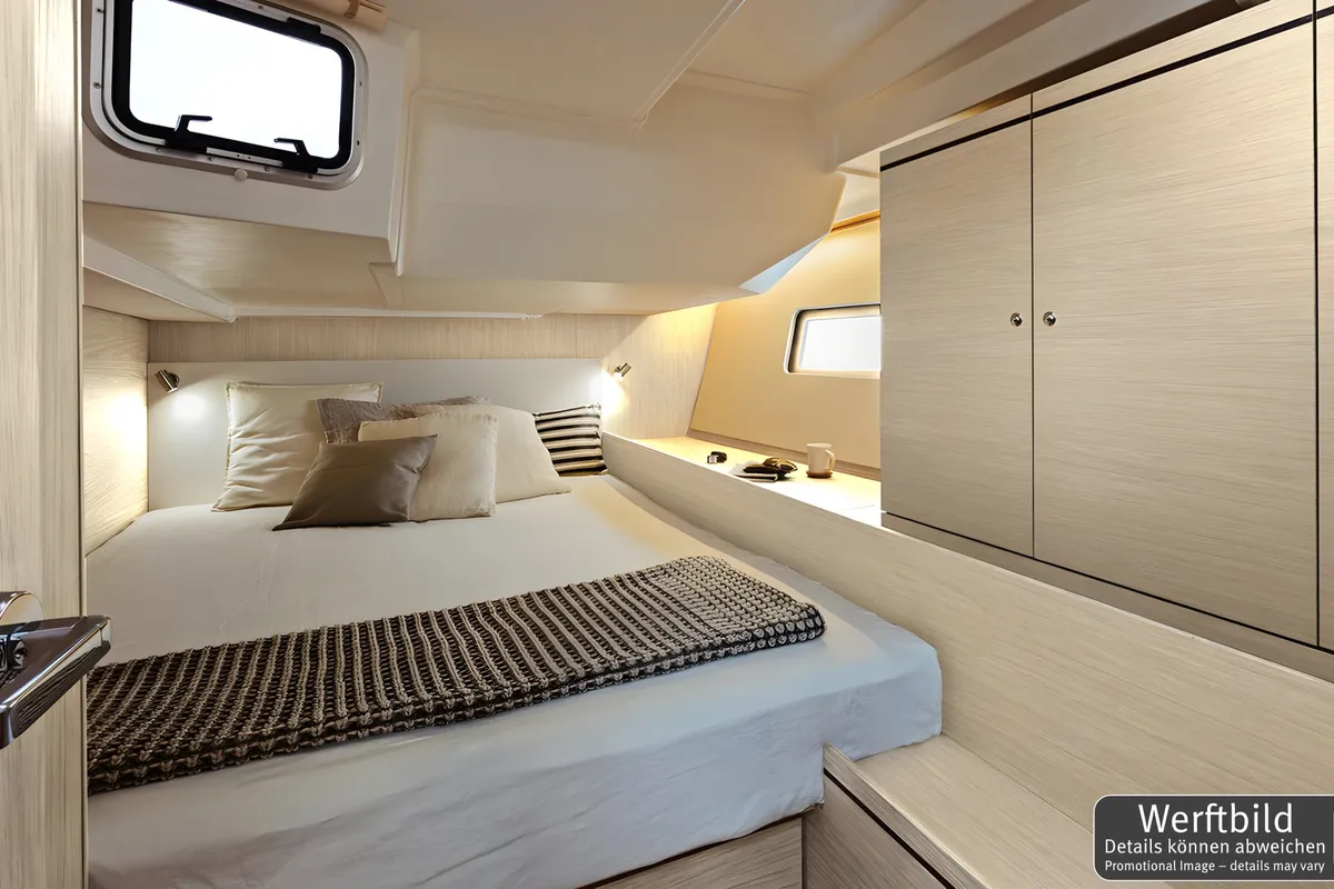 Cabin on Aquaris, a Beneteau Oceanis 51.1 sailboat at Palma de Mallorca, Spain