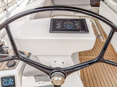 Cockpit of Aquaris, a Beneteau Oceanis 51.1 sailboat at Palma de Mallorca, Spain
