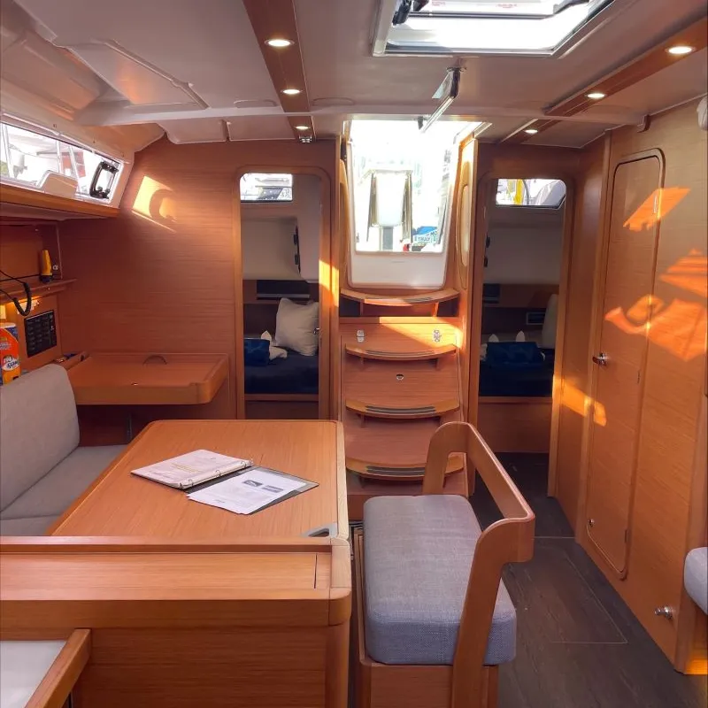 Salon of Penelope, a Dufour 430 sailboat at Road Town, British Virgin Islands