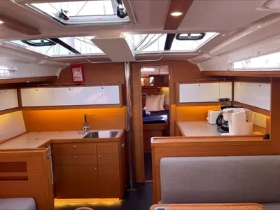 Salon of Penelope, a Dufour 430 sailboat at Road Town, British Virgin Islands