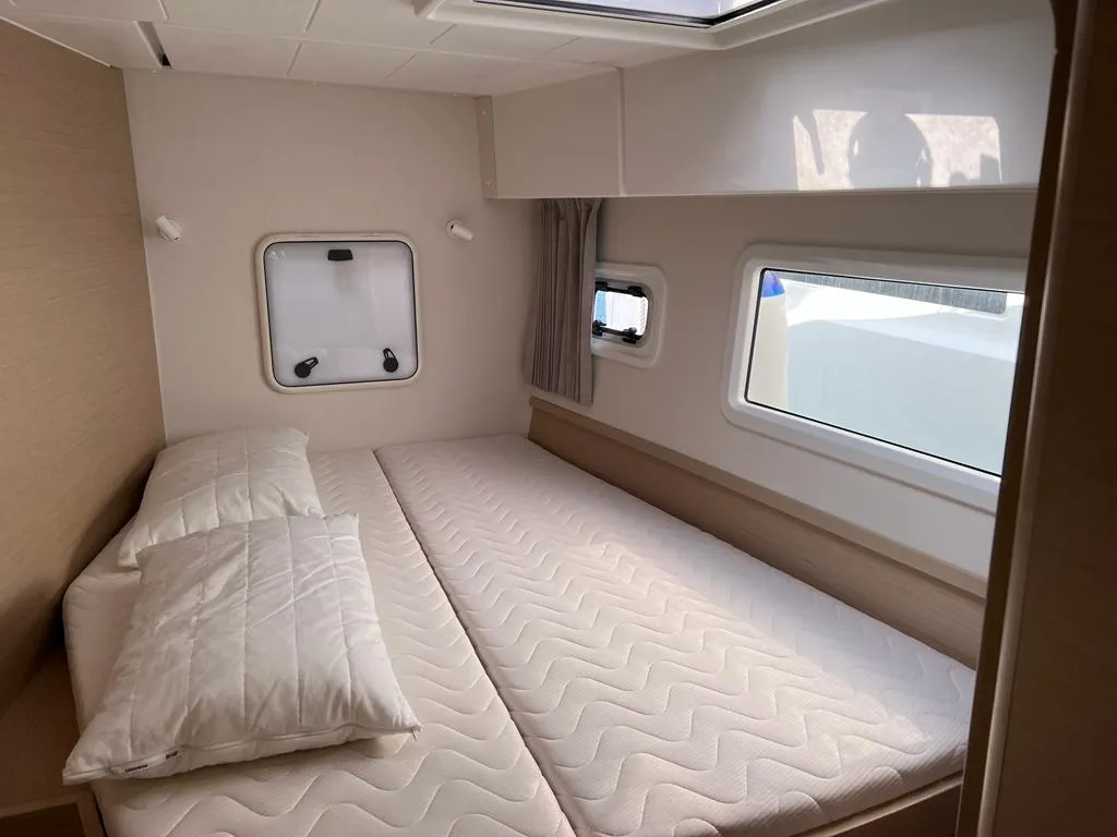 Cabin on Sissi, a Lagoon 42 catamaran at Capo d'Orlando, Italy