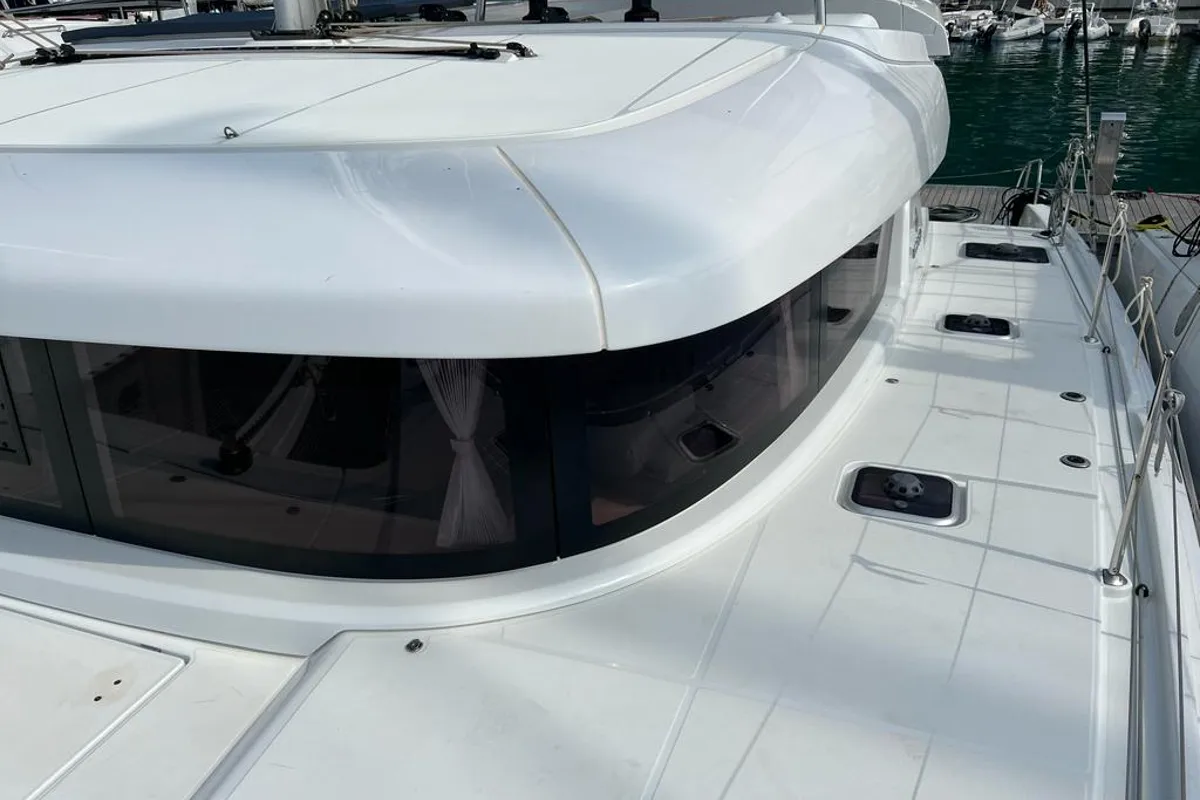 Salon of Sissi, a Lagoon 42 catamaran at Capo d'Orlando, Italy