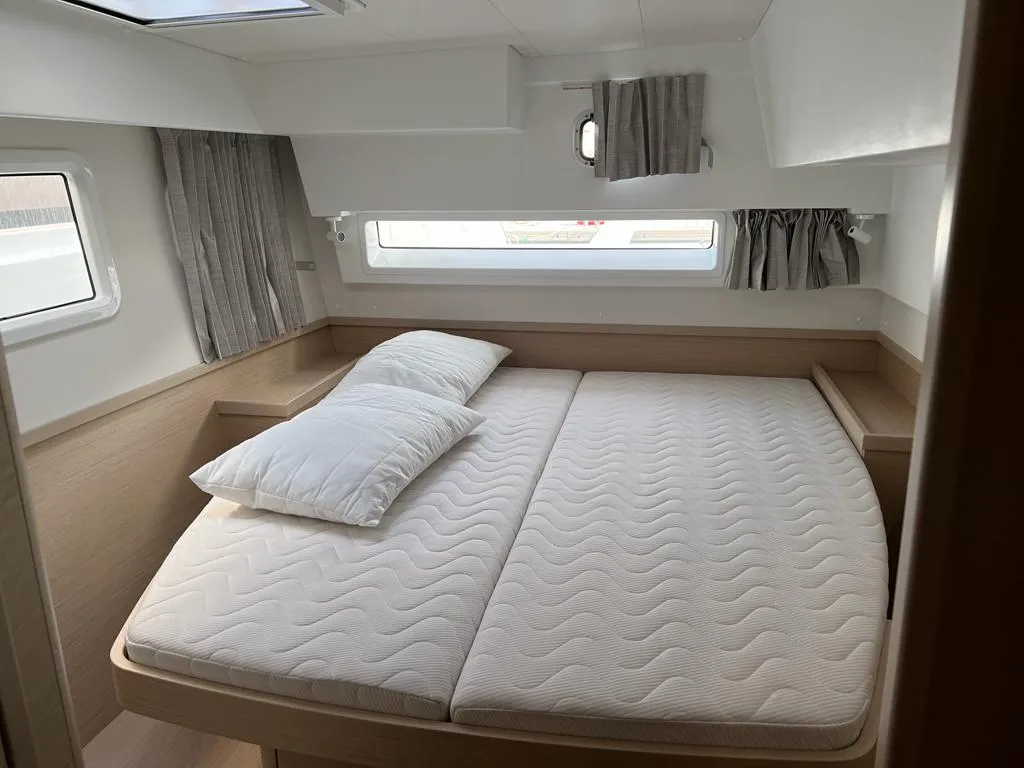 Cabin on Sissi, a Lagoon 42 catamaran at Capo d'Orlando, Italy