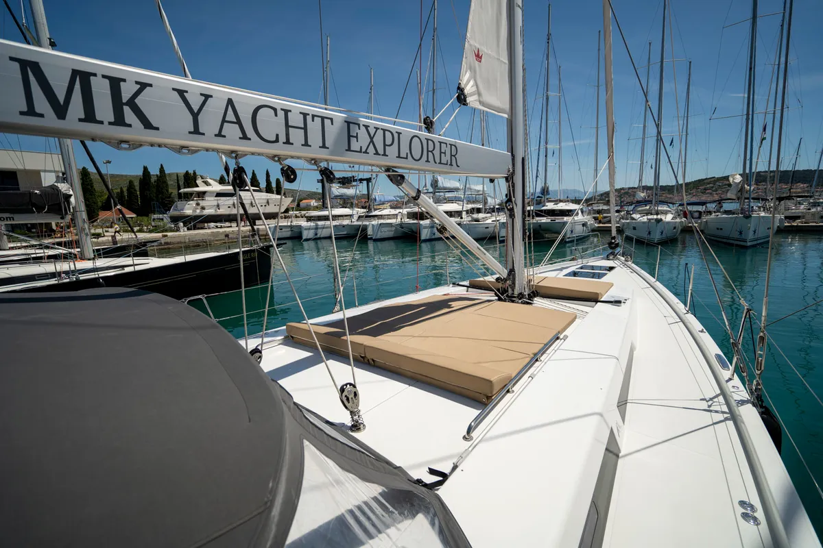Deck of Mila Felice, a Hanse 548 sailboat at Seget Donji, Croatia