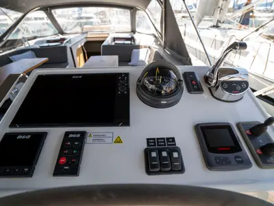 Cockpit of Mila Felice, a Hanse 548 sailboat at Seget Donji, Croatia