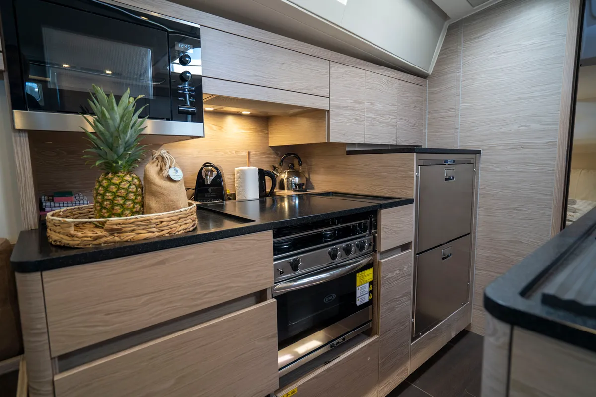 Galley of Mila Felice, a Hanse 548 sailboat at Seget Donji, Croatia