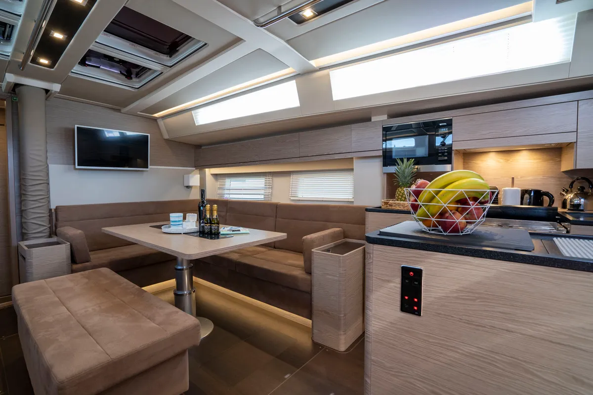Salon of Mila Felice, a Hanse 548 sailboat at Seget Donji, Croatia