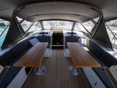 Deck of Mila Felice, a Hanse 548 sailboat at Seget Donji, Croatia