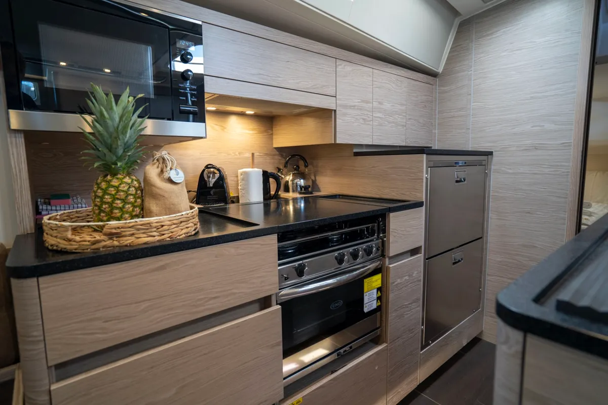 Galley of Mila Felice, a Hanse 548 sailboat at Seget Donji, Croatia