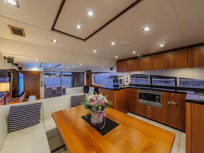 Salon of 2 Drunk, a Sunseeker Manhattan 63 motor yacht at Seget Donji, Croatia
