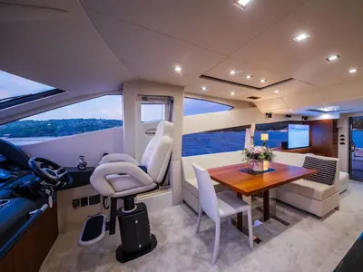 Cockpit of 2 Drunk, a Sunseeker Manhattan 63 motor yacht at Seget Donji, Croatia