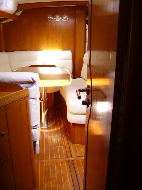 Salon of Sweet Sue II, a Jeanneau Sun Odyssey 47 sailboat at Athens, Greece