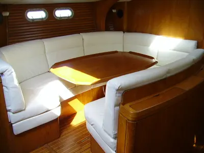 Salon of Sweet Sue II, a Jeanneau Sun Odyssey 47 sailboat at Athens, Greece