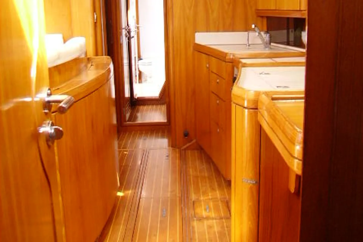 Galley of Sweet Sue II, a Jeanneau Sun Odyssey 47 sailboat at Athens, Greece