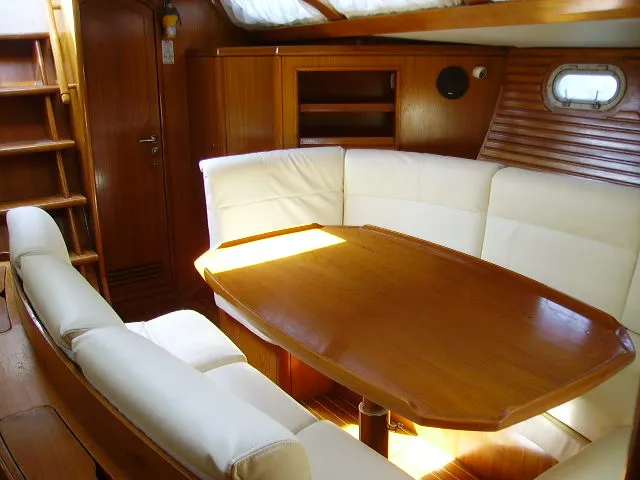 Salon of Sweet Sue II, a Jeanneau Sun Odyssey 47 sailboat at Athens, Greece