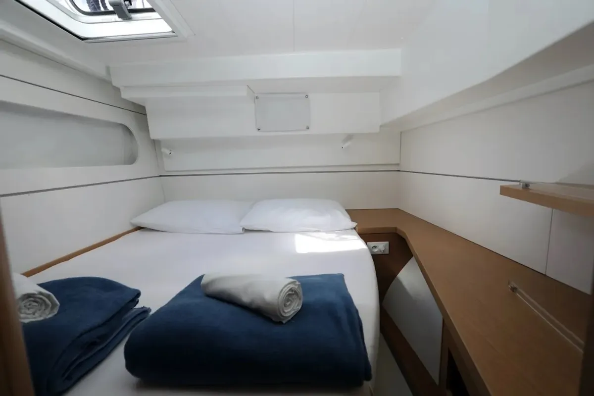 Cabin on Kiss me twice, a Excess 12 catamaran at Seget Donji, Croatia