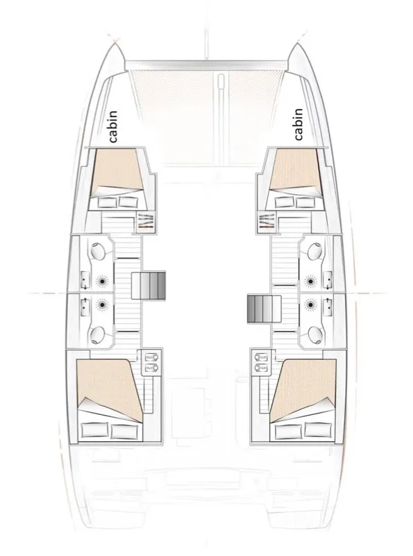 Floor plan of Kiss me twice, a Excess 12 catamaran at Seget Donji, Croatia