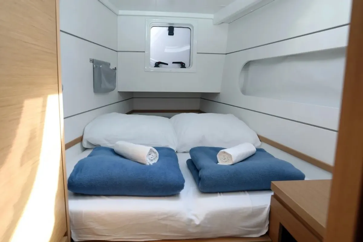 Cabin on Kiss me twice, a Excess 12 catamaran at Seget Donji, Croatia