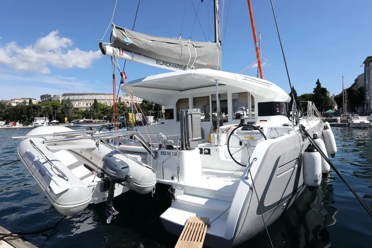 Exterior view of Kiss me twice, a Excess 12 catamaran at Seget Donji, Croatia